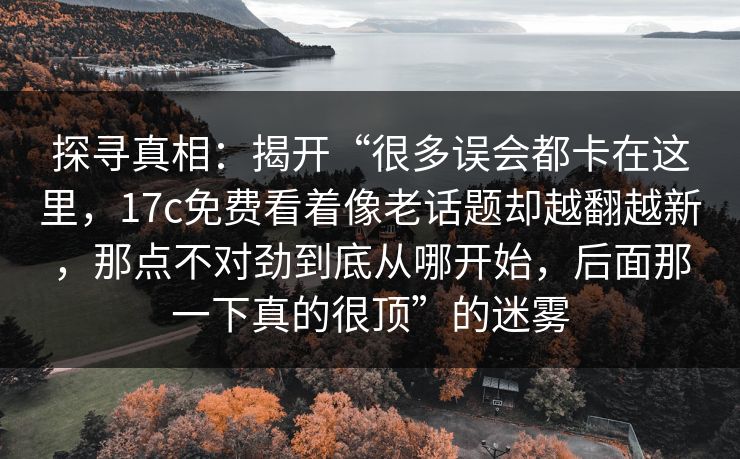 探寻真相：揭开“很多误会都卡在这里，17c免费看着像老话题却越翻越新，那点不对劲到底从哪开始，后面那一下真的很顶”的迷雾
