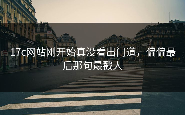 17c网站刚开始真没看出门道，偏偏最后那句最戳人