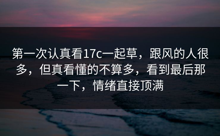 第一次认真看17c一起草，跟风的人很多，但真看懂的不算多，看到最后那一下，情绪直接顶满