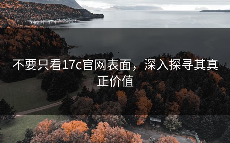 不要只看17c官网表面，深入探寻其真正价值