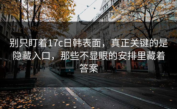 别只盯着17c日韩表面，真正关键的是隐藏入口，那些不显眼的安排里藏着答案