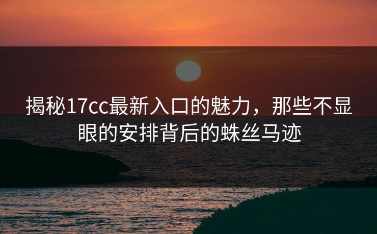 揭秘17cc最新入口的魅力，那些不显眼的安排背后的蛛丝马迹