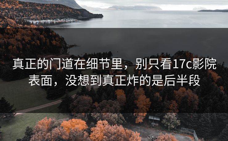真正的门道在细节里,别只看17c影院表面,没想到真正炸的是后半段 真正的门道在细节里,别只看17c影院表面,没想到真正炸的是后半段