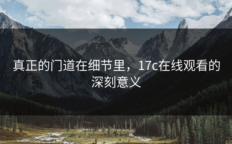 真正的门道在细节里,17c在线观看的深刻意义 真正的门道在细节里,17c在线观看的深刻意义